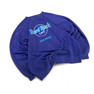 Puprle 90s Hard Rock Cafe San Diego crewneck sweatshirt in blue and white